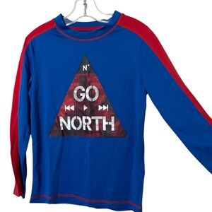 Joe Fresh Kids Blue and Red 'Go North' Long Sleeve Shirt Size Small